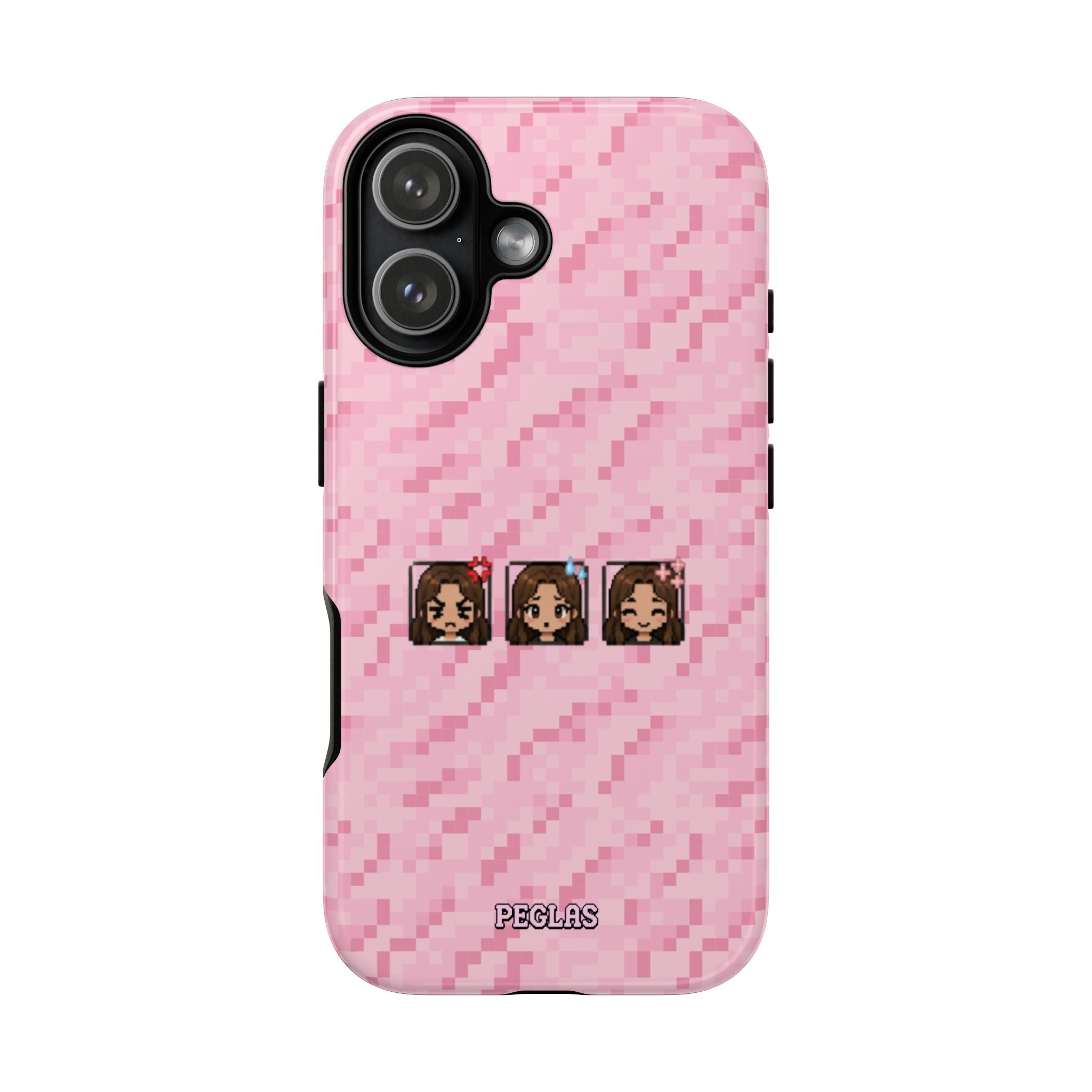 Pixel Girl Emojis Pink Tough Phone Case