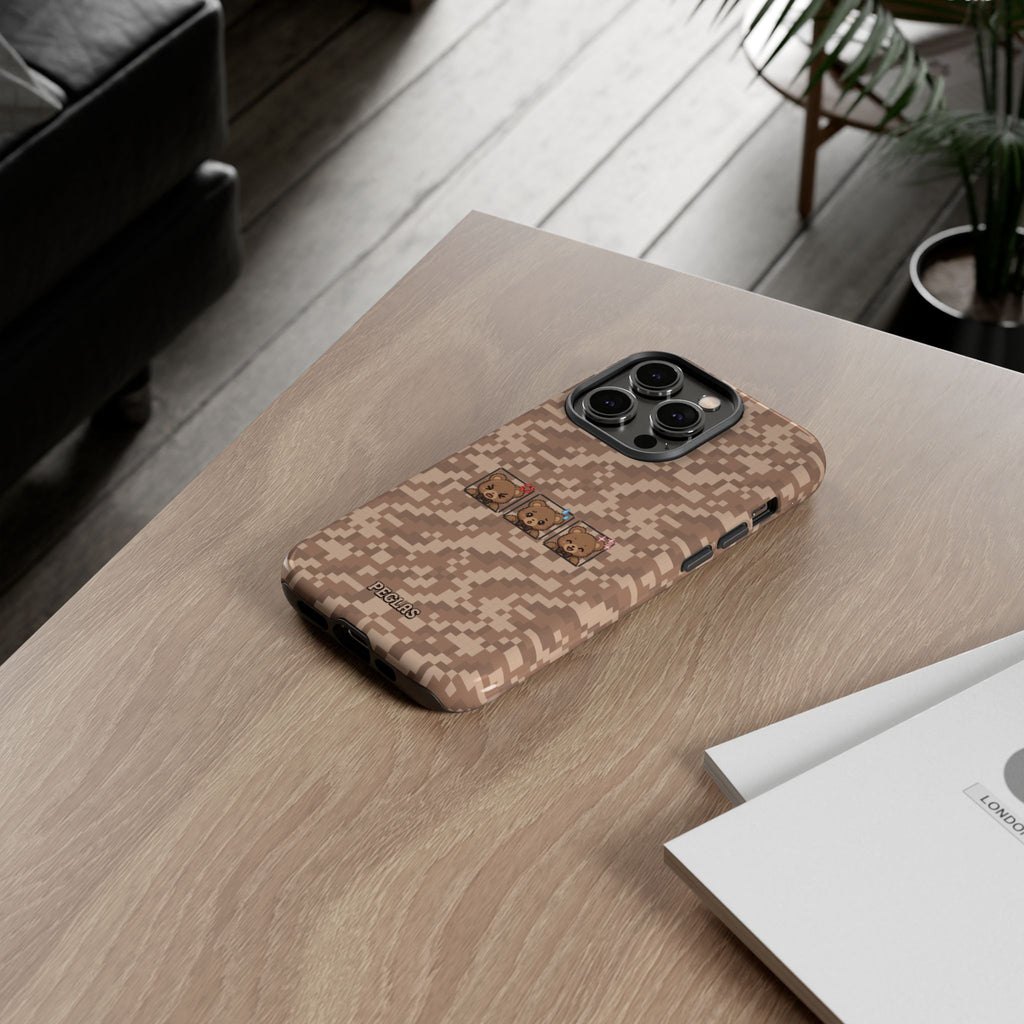 Pixel Teddy Emojis Brown Tough Phone Case