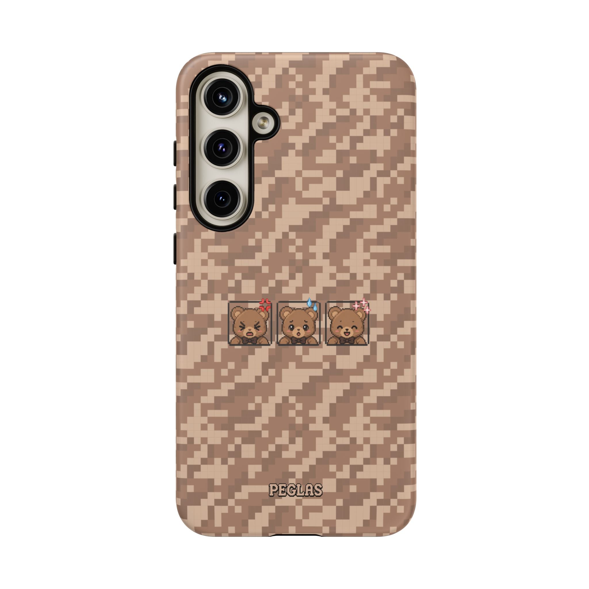 Pixel Teddy Emojis Brown Tough Phone Case