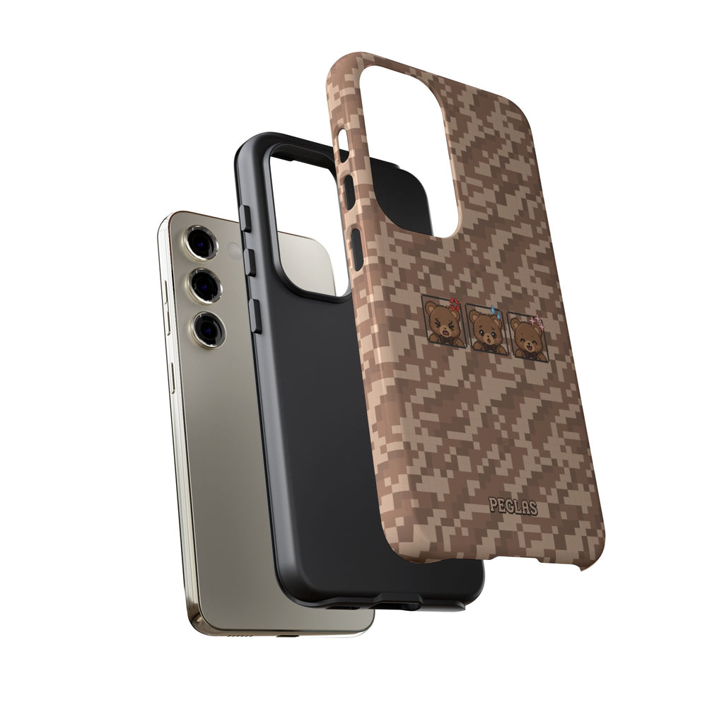 Pixel Teddy Emojis Brown Tough Phone Case