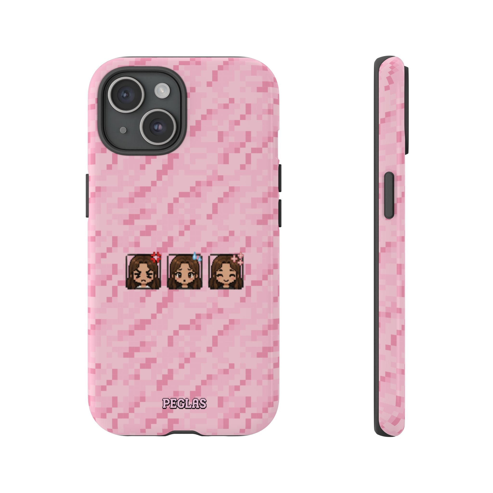 Pixel Girl Emojis Pink Tough Phone Case
