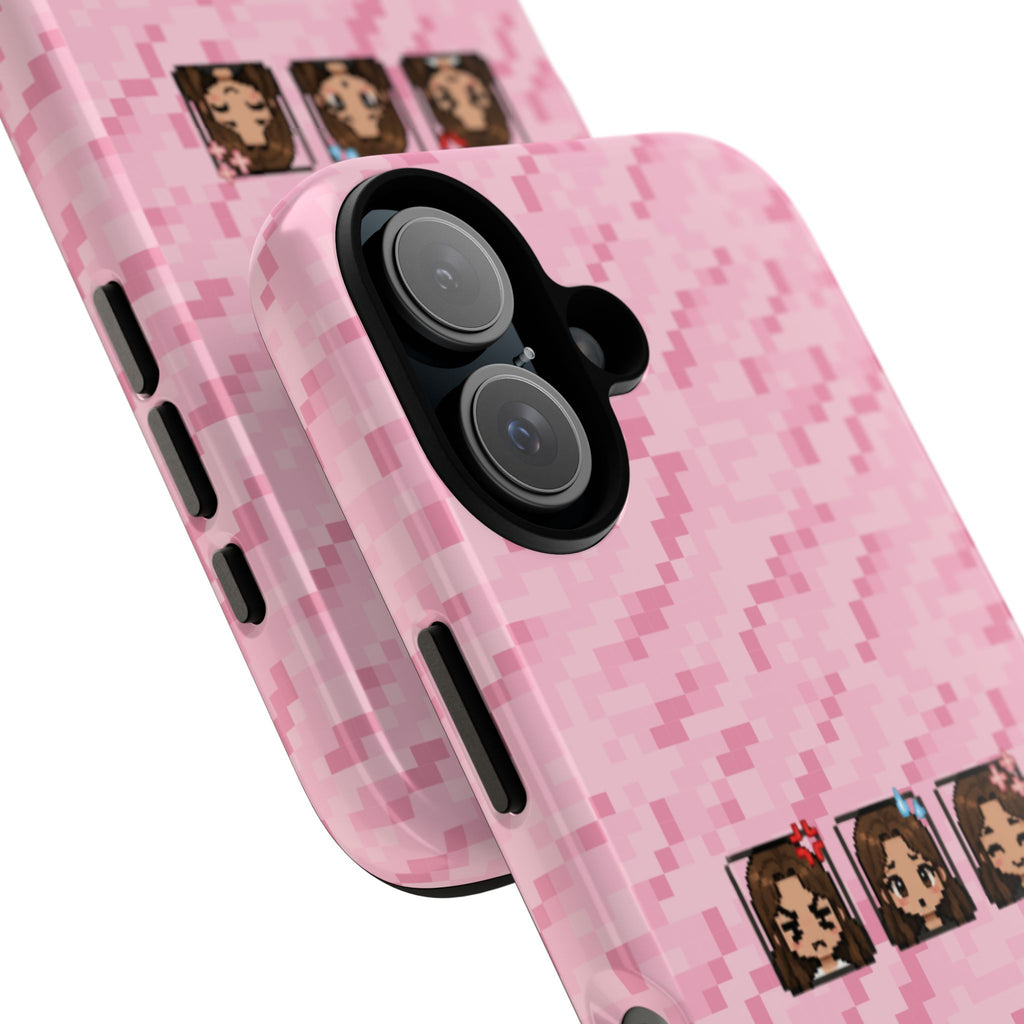 Pixel Girl Emojis Pink Tough Phone Case