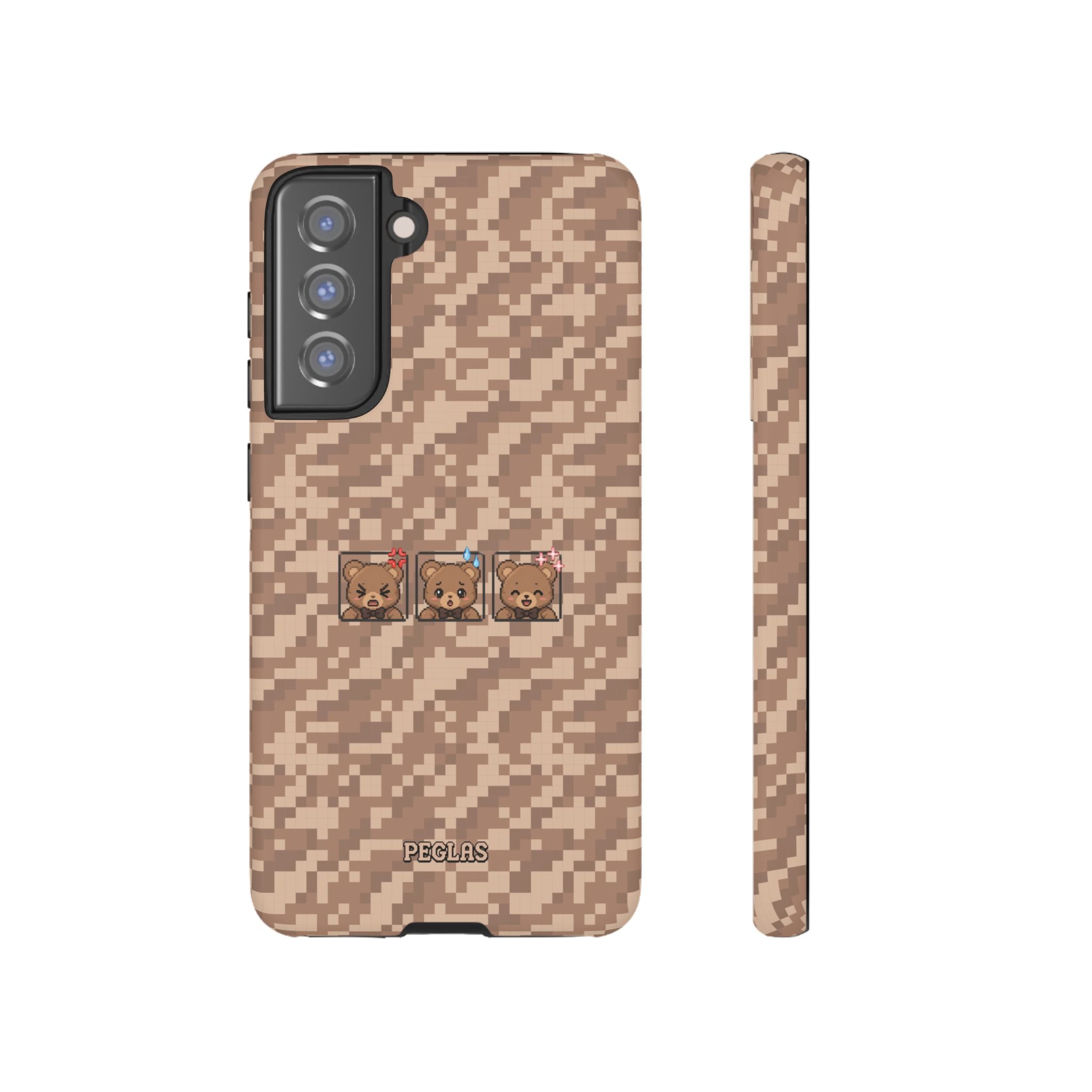 Pixel Teddy Emojis Brown Tough Phone Case