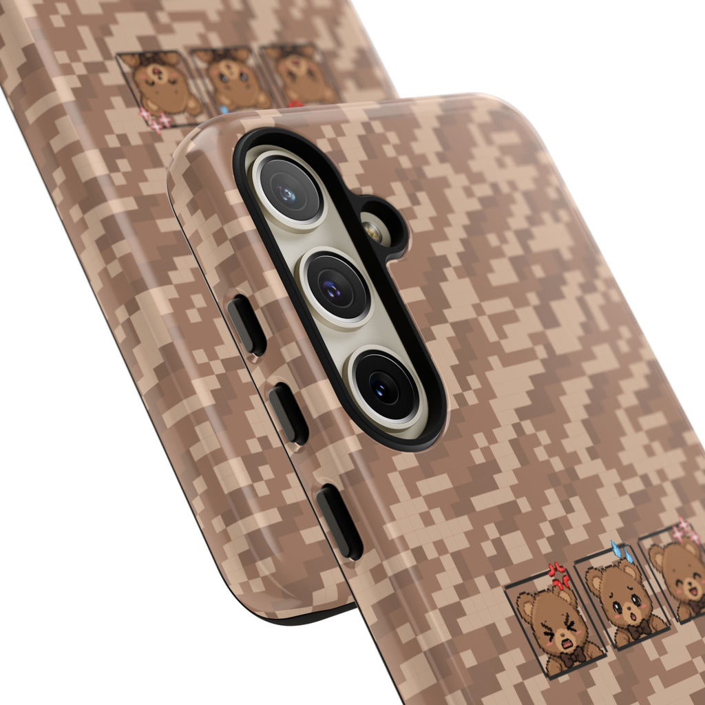 Pixel Teddy Emojis Brown Tough Phone Case