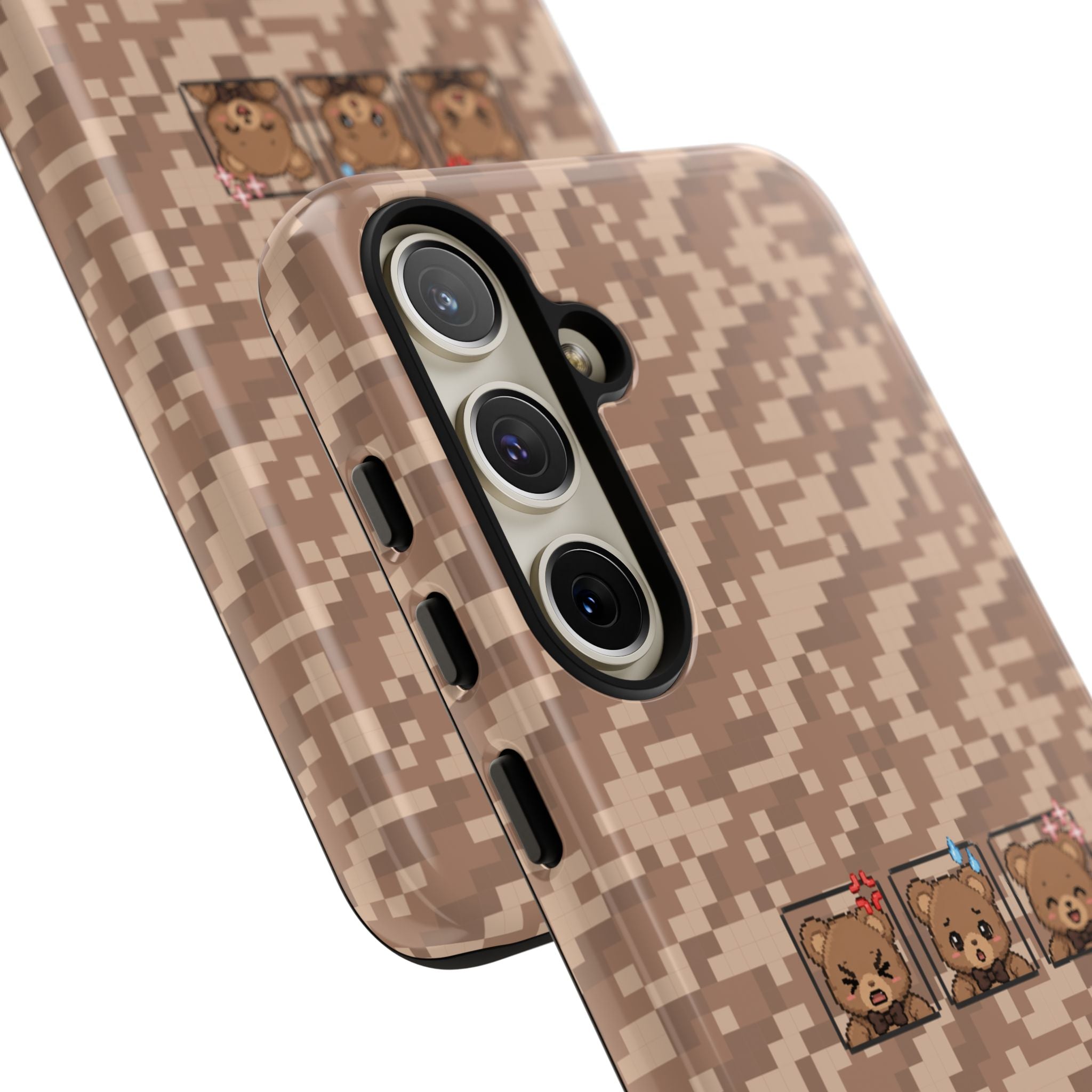 Pixel Teddy Emojis Brown Tough Phone Case