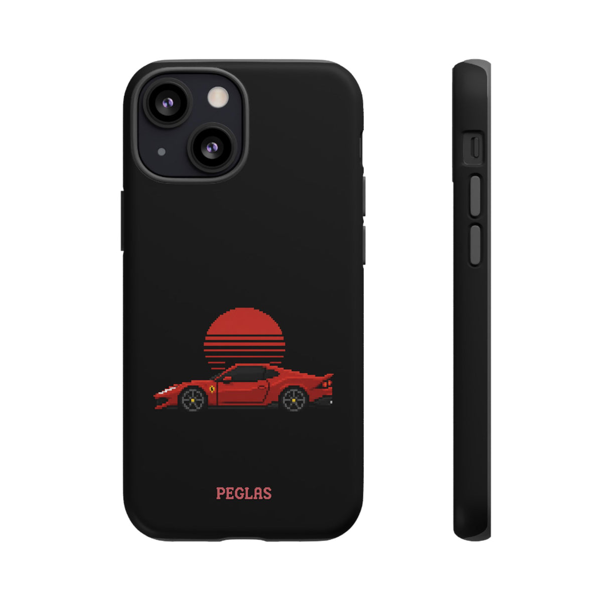 Vintage Red Sports Car Phone Case – Retro Sunset Design