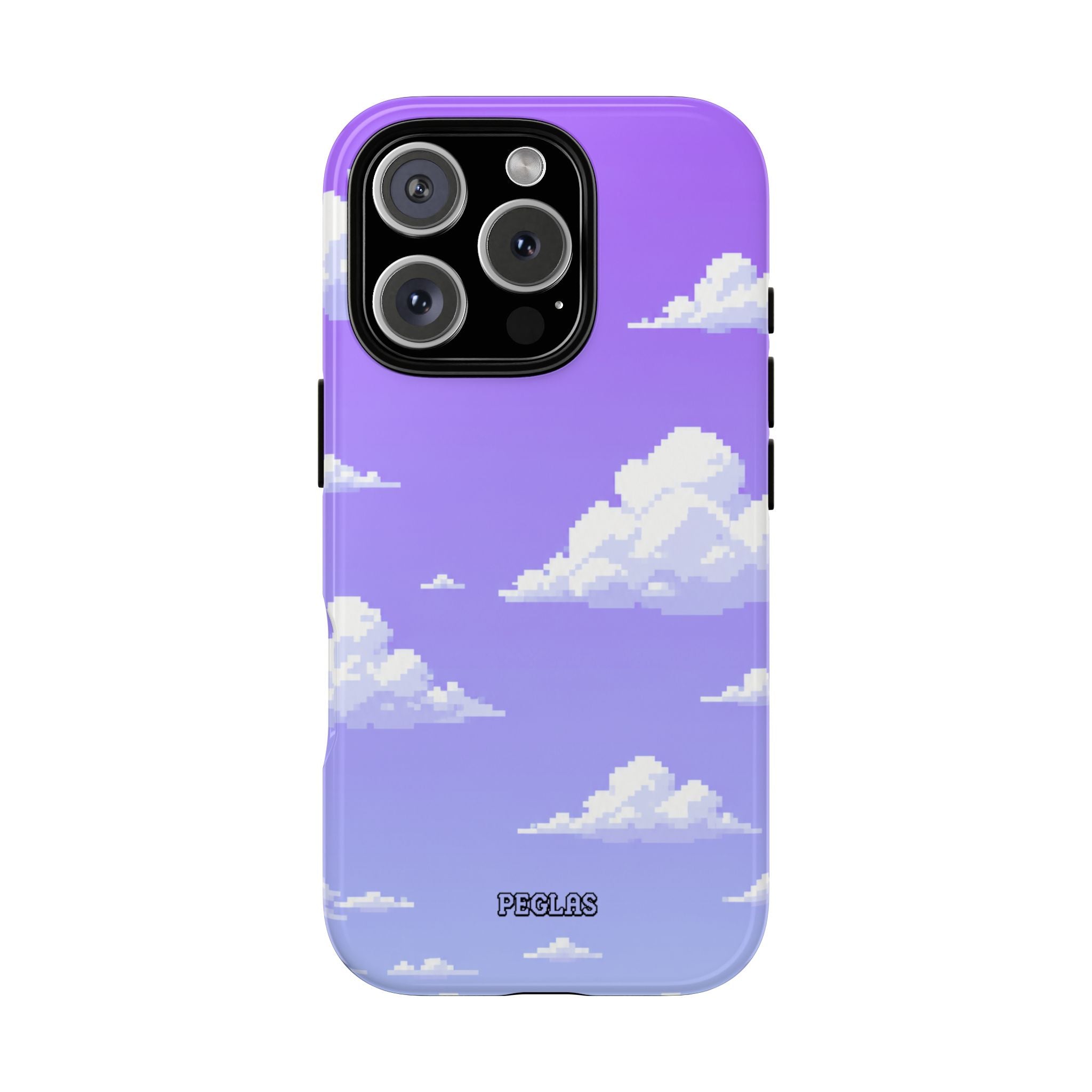 Purple Sky Cloud Phone Case — Pixel Cloud Pattern Tough Case