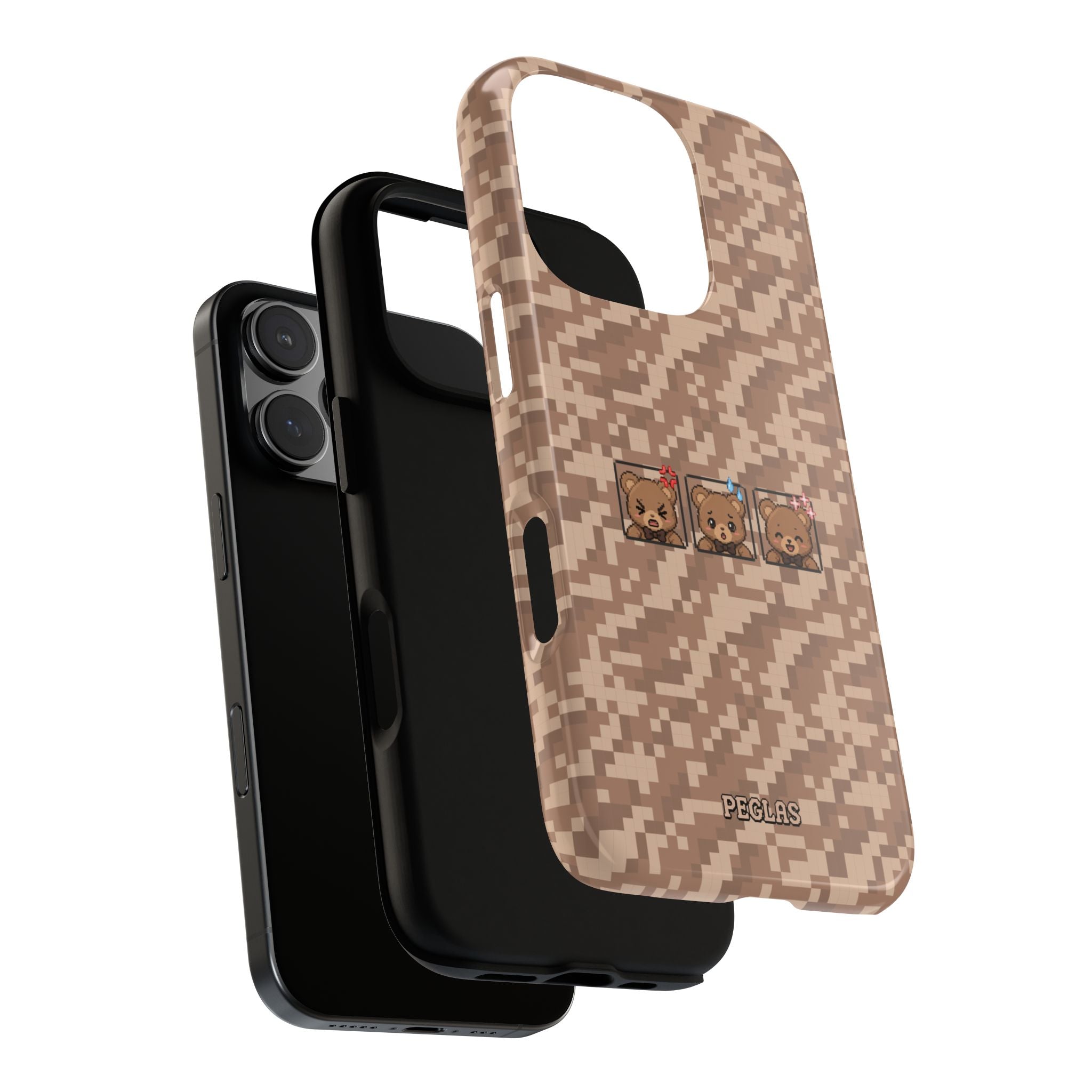 Pixel Teddy Emojis Brown Tough Phone Case