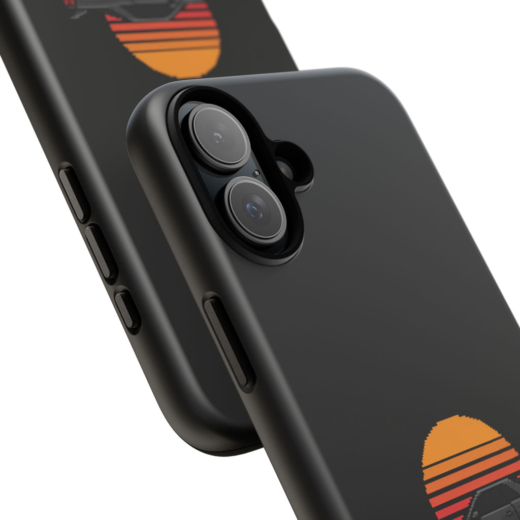 Vintage Black Sports Car Phone Case — Retro Sunset Design