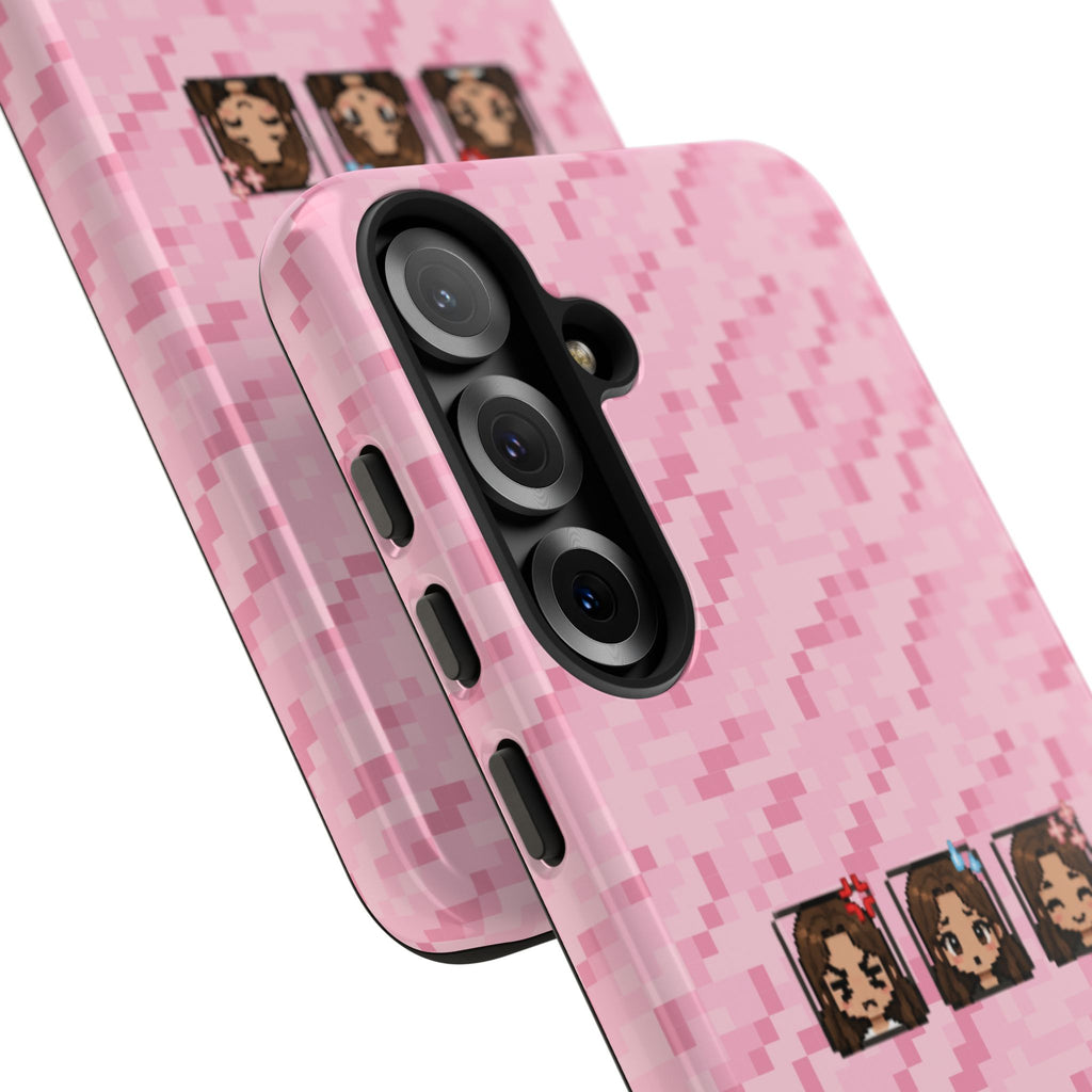 Pixel Girl Emojis Pink Tough Phone Case