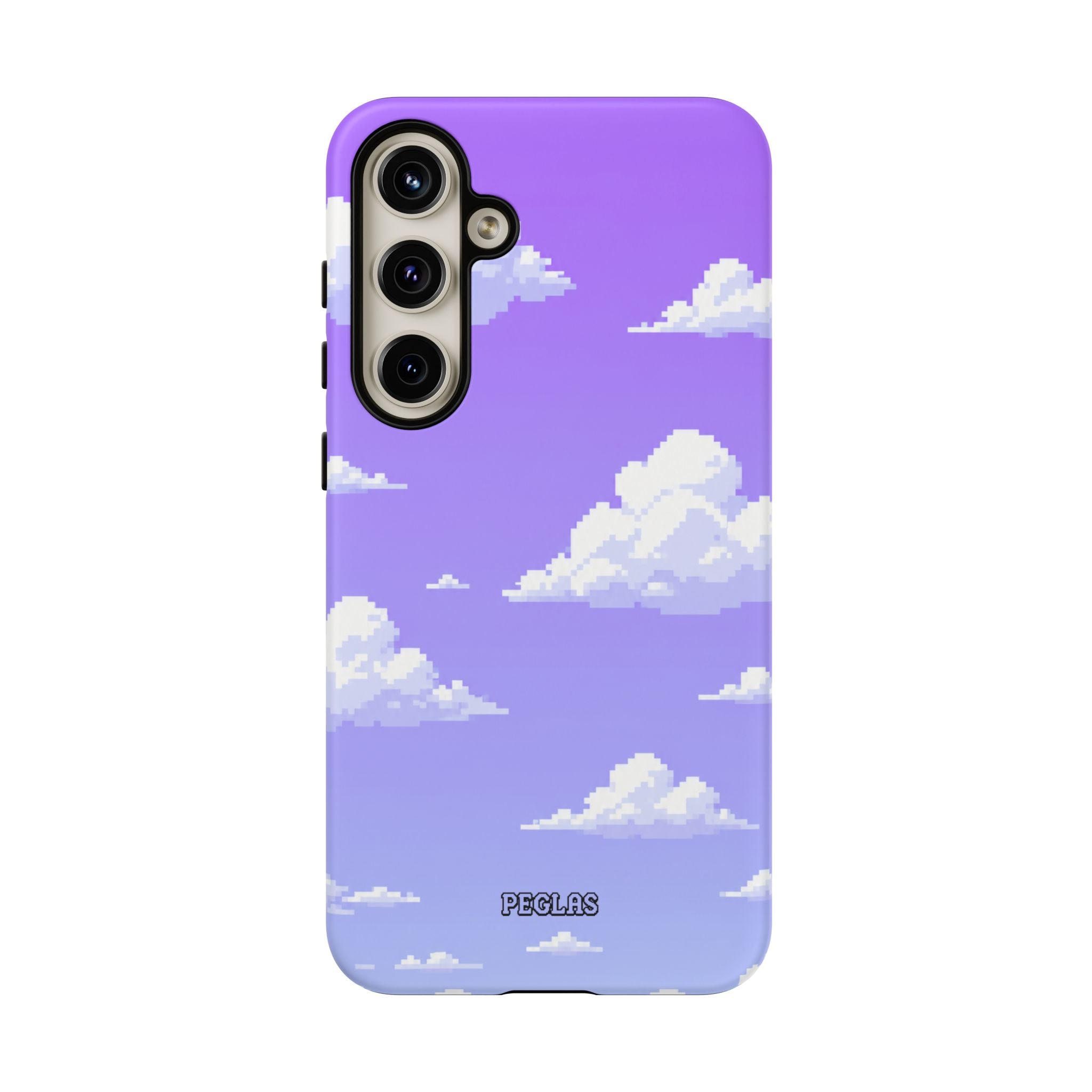 Purple Sky Cloud Phone Case — Pixel Cloud Pattern Tough Case