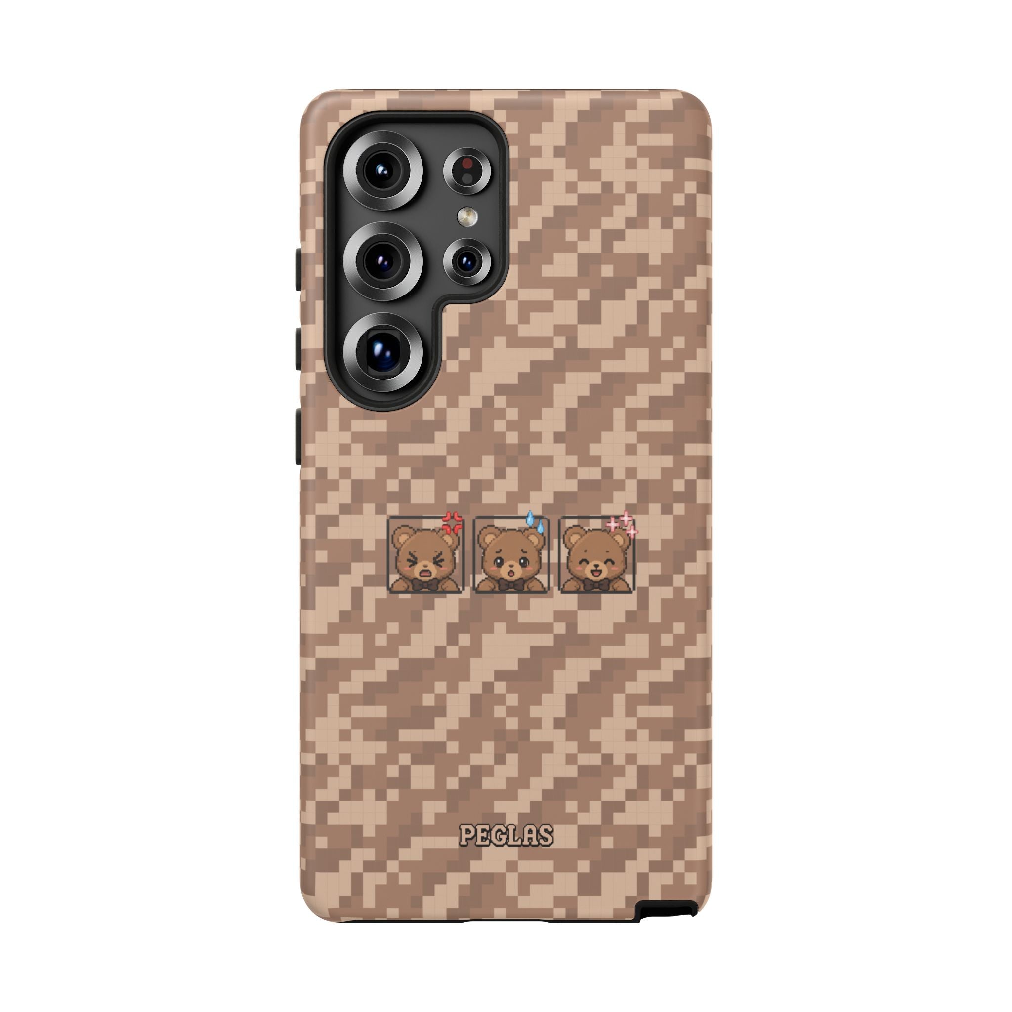 Pixel Teddy Emojis Brown Tough Phone Case