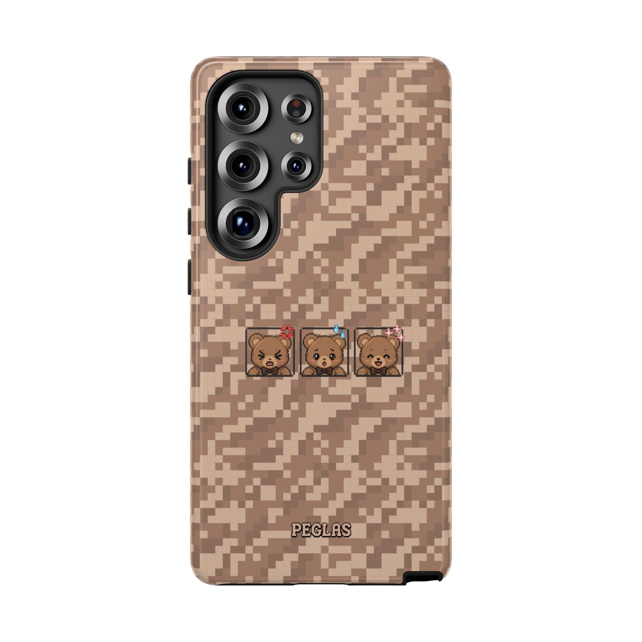 Pixel Teddy Emojis Brown Tough Phone Case