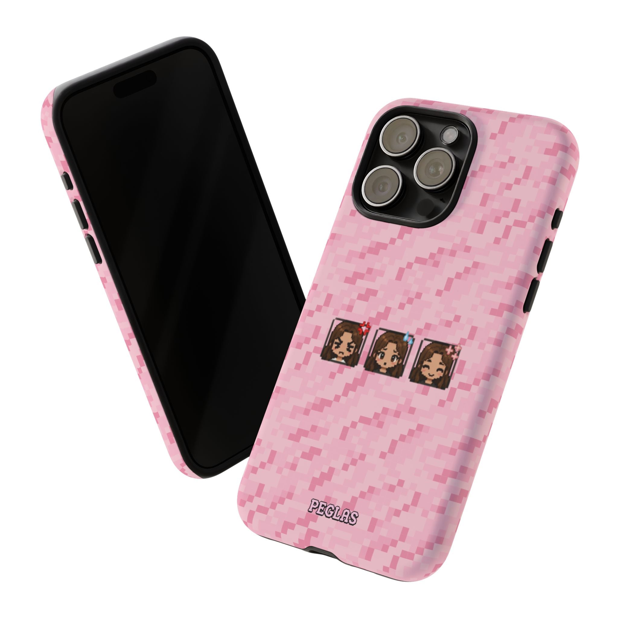 Pixel Girl Emojis Pink Tough Phone Case