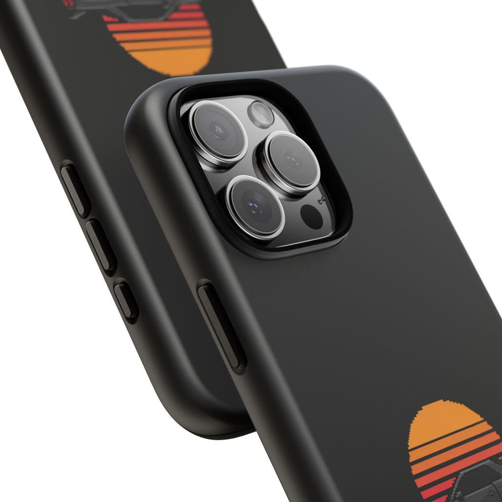 Vintage Black Sports Car Phone Case — Retro Sunset Design