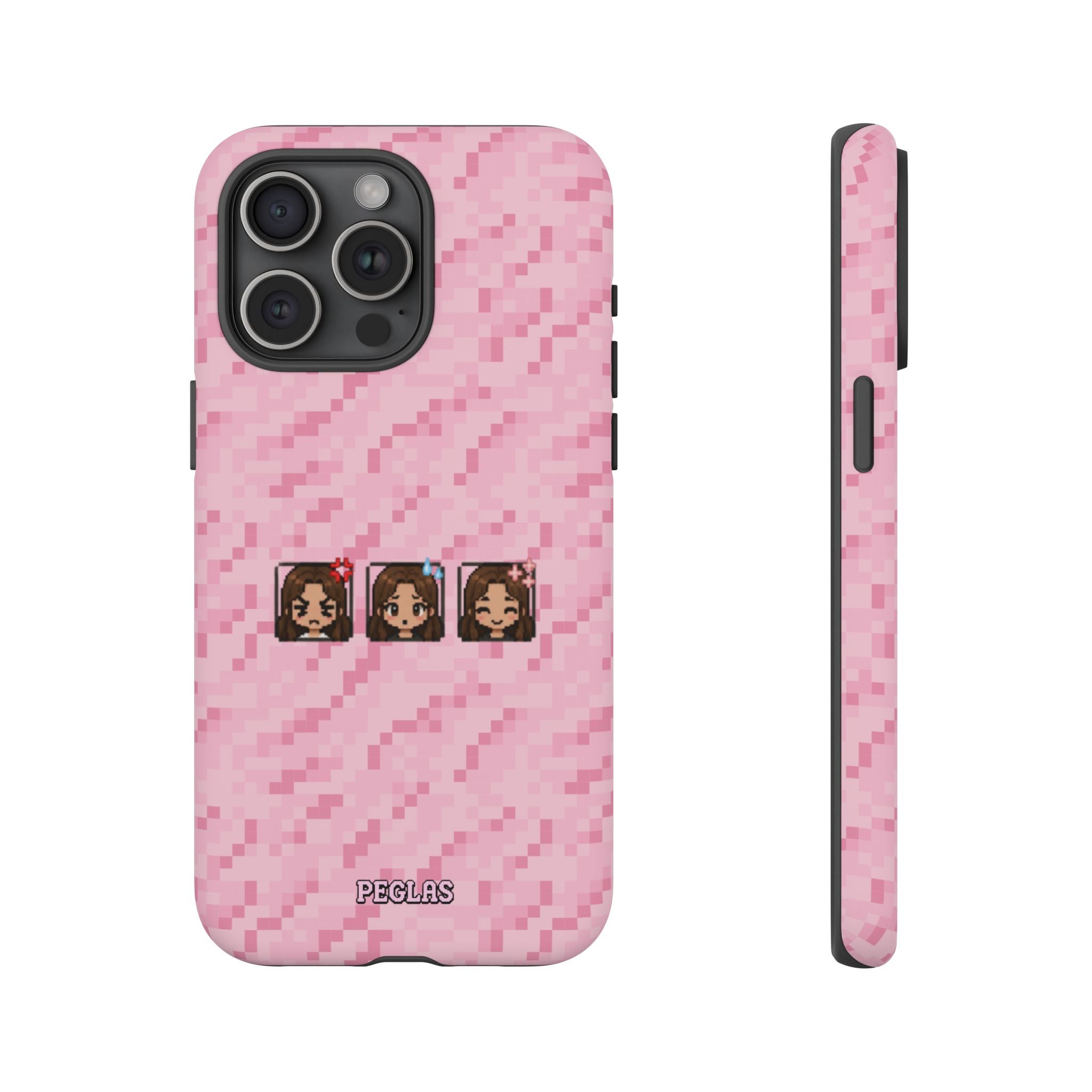 Pixel Girl Emojis Pink Tough Phone Case