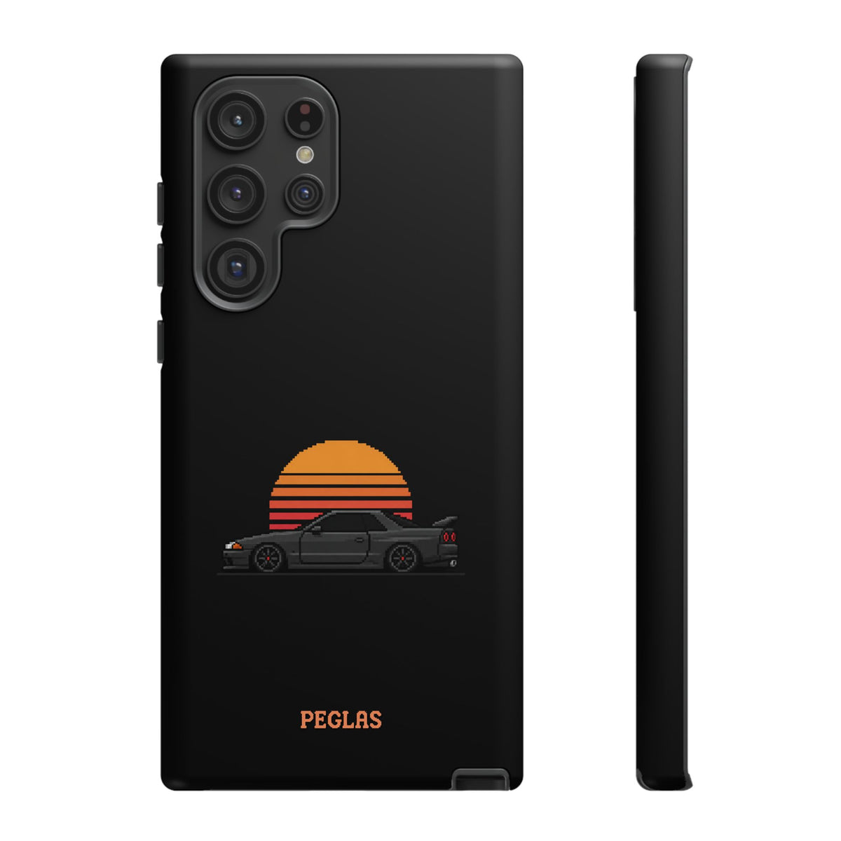 Vintage Black Sports Car Phone Case — Retro Sunset Design