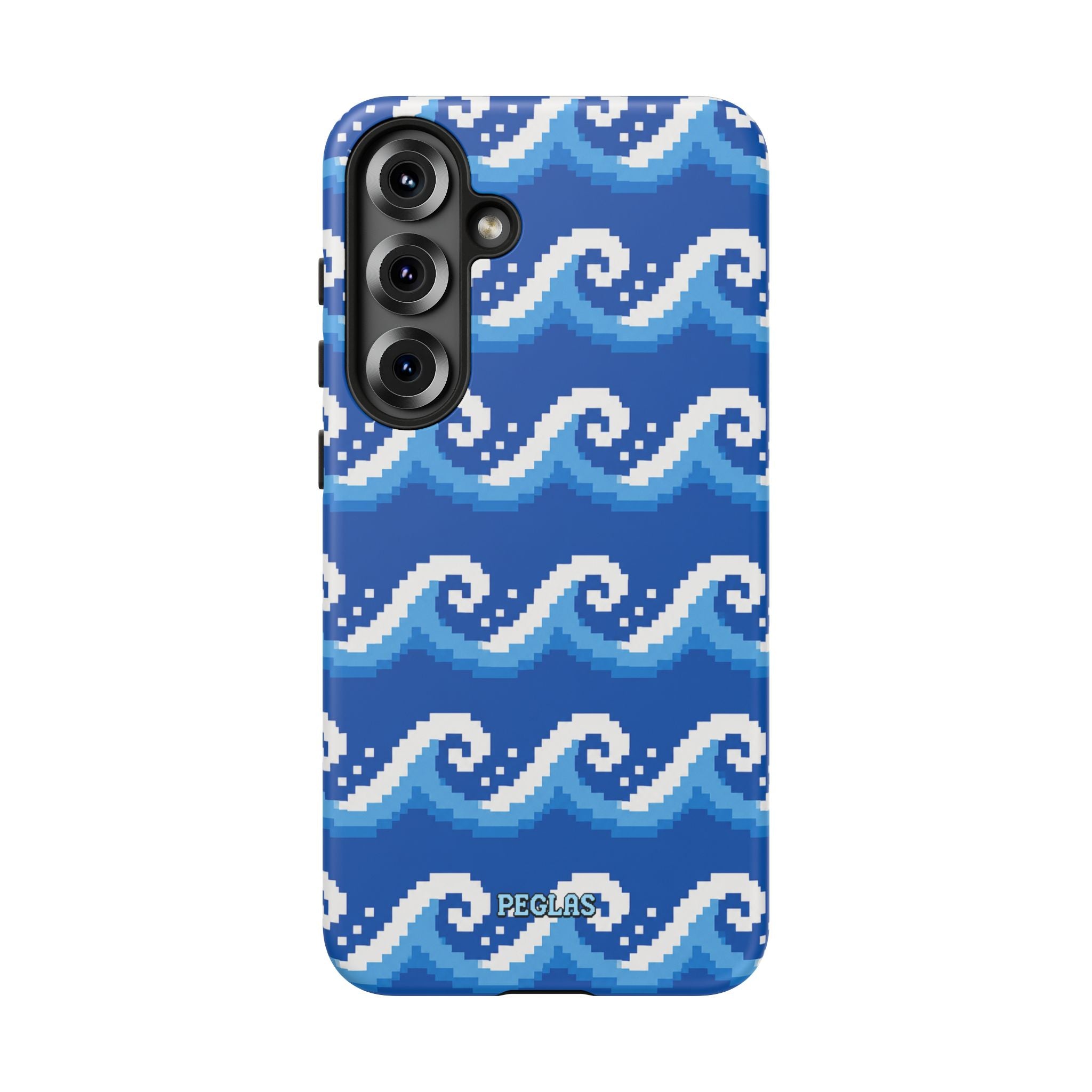 Pixel Wave Phone Case — Blue Ocean Retro Pixel Art iPhone Cover