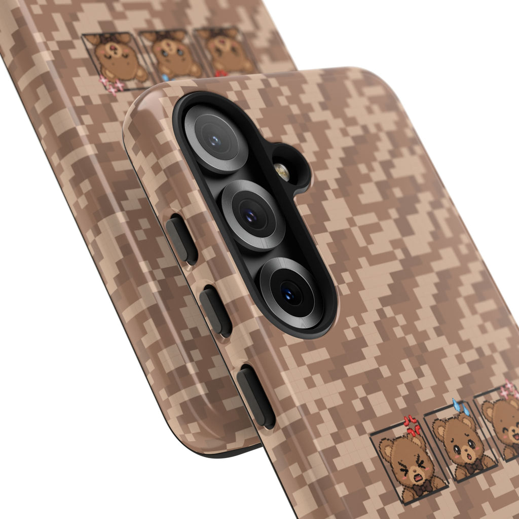 Pixel Teddy Emojis Brown Tough Phone Case