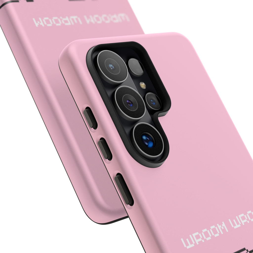Pink Retro Pixel Cars Phone Case — "Wroom Wroom" Tough Protective Cover