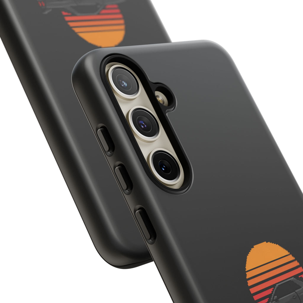 Vintage Black Sports Car Phone Case — Retro Sunset Design