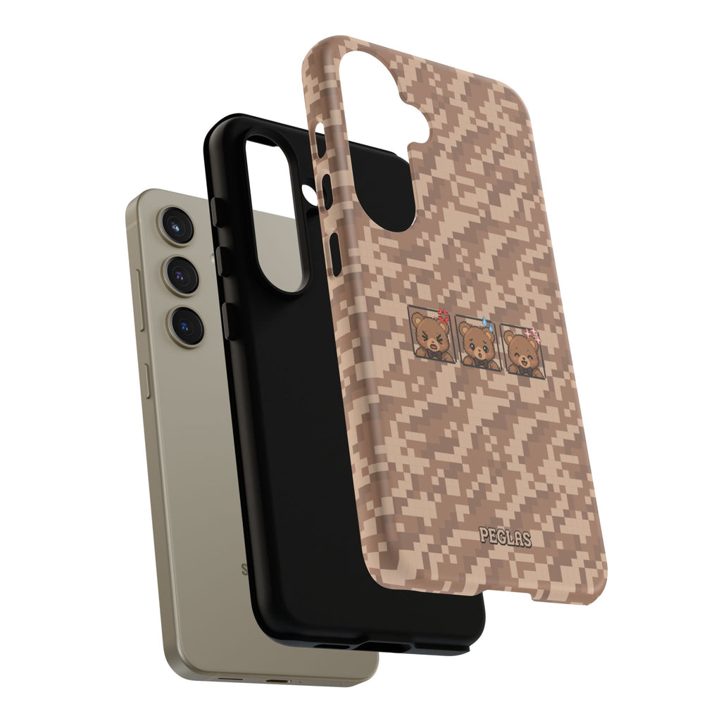 Pixel Teddy Emojis Brown Tough Phone Case