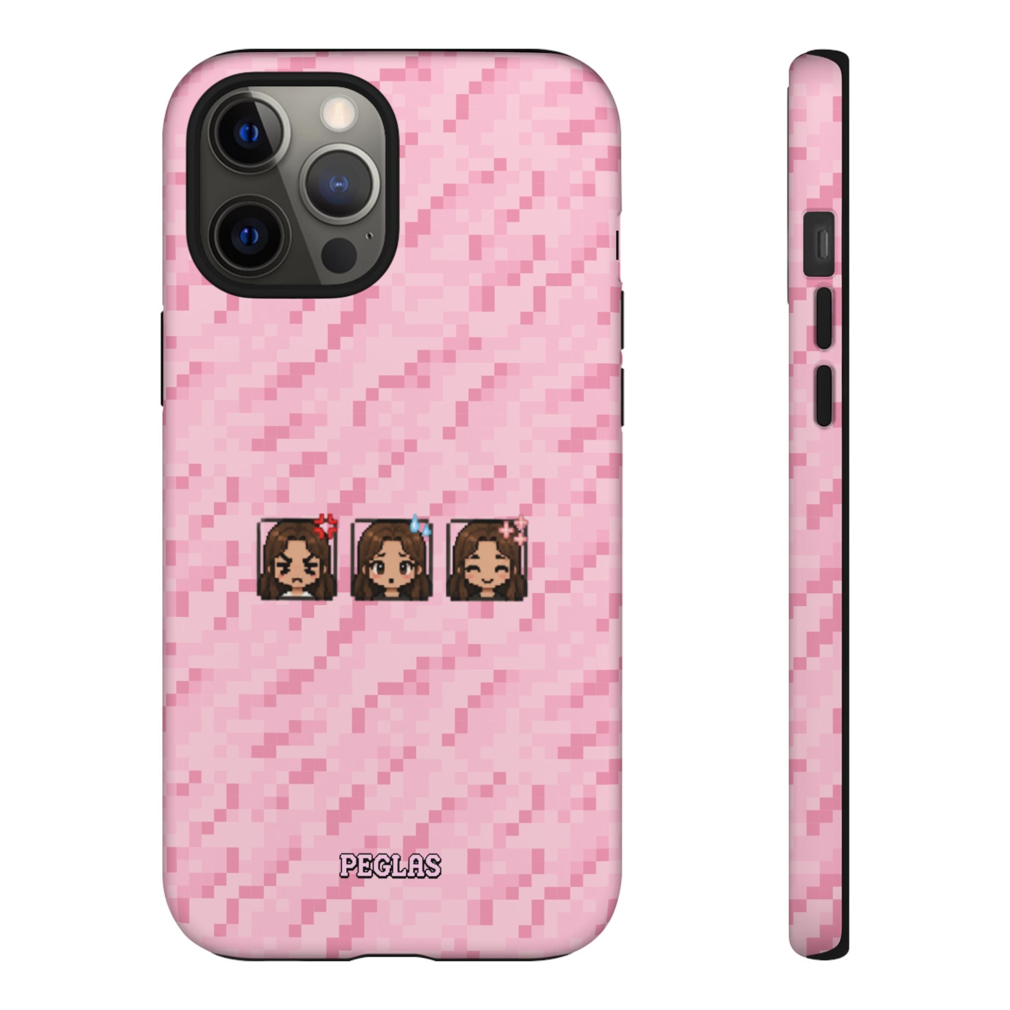 Pixel Girl Emojis Pink Tough Phone Case