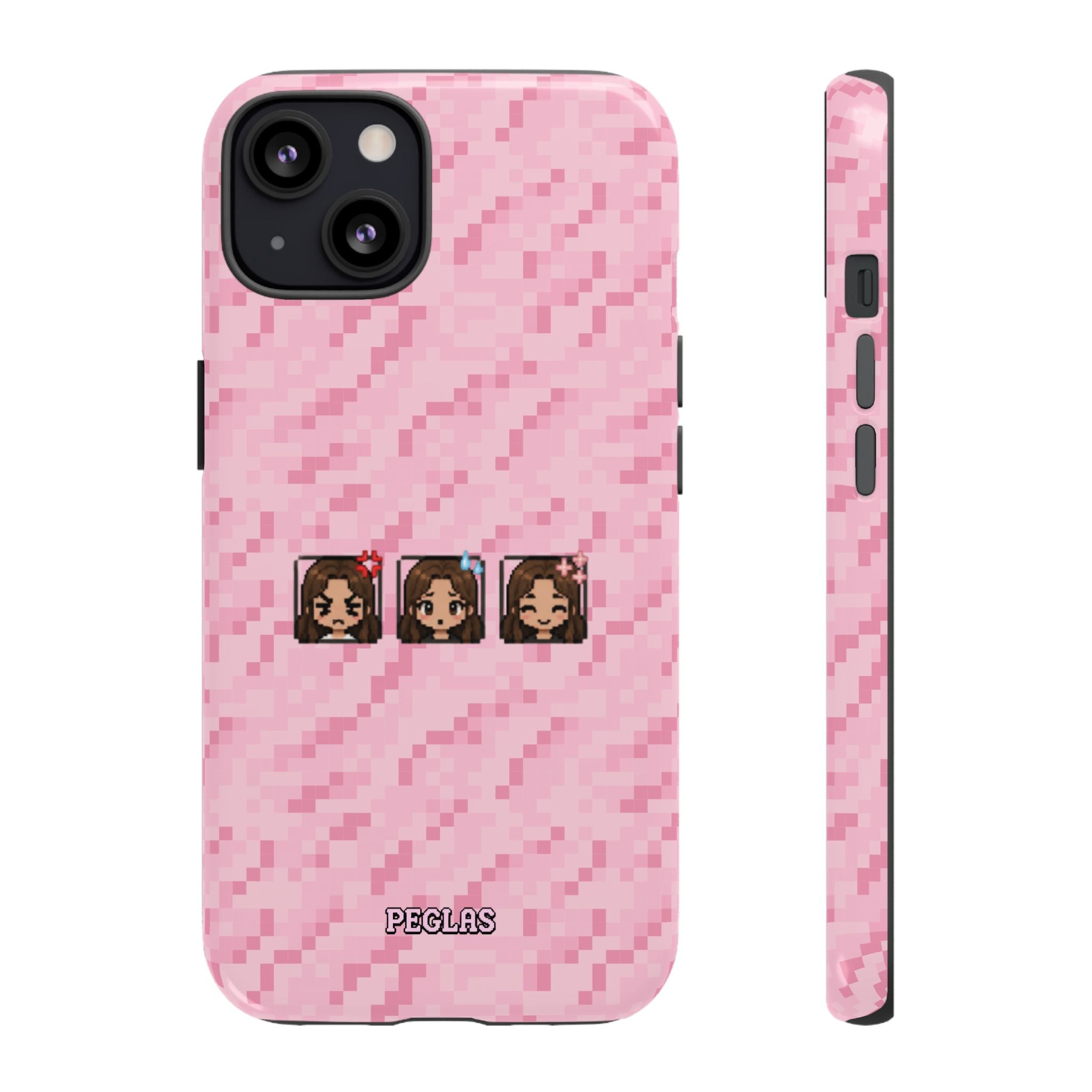 Pixel Girl Emojis Pink Tough Phone Case