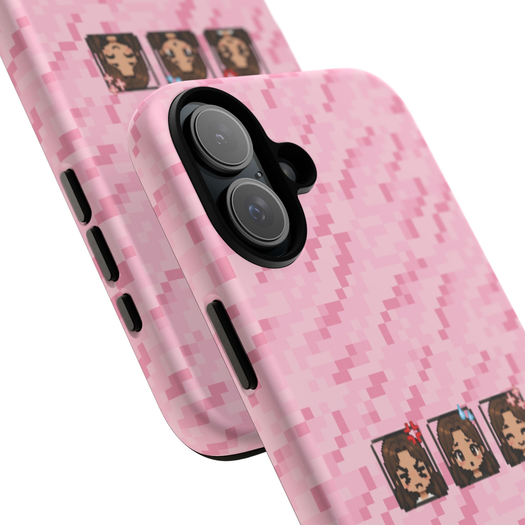 Pixel Girl Emojis Pink Tough Phone Case