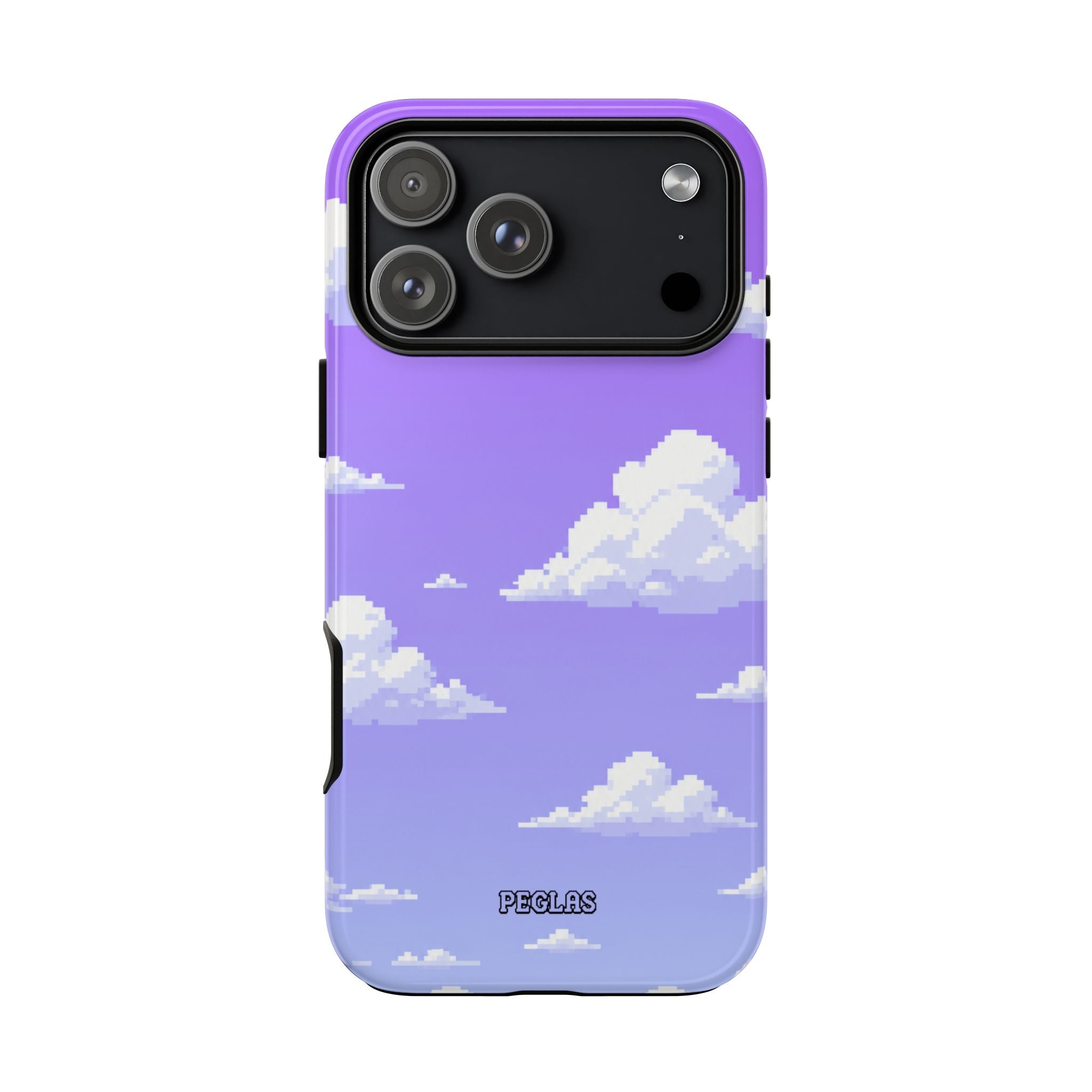 Purple Sky Cloud Phone Case — Pixel Cloud Pattern Tough Case