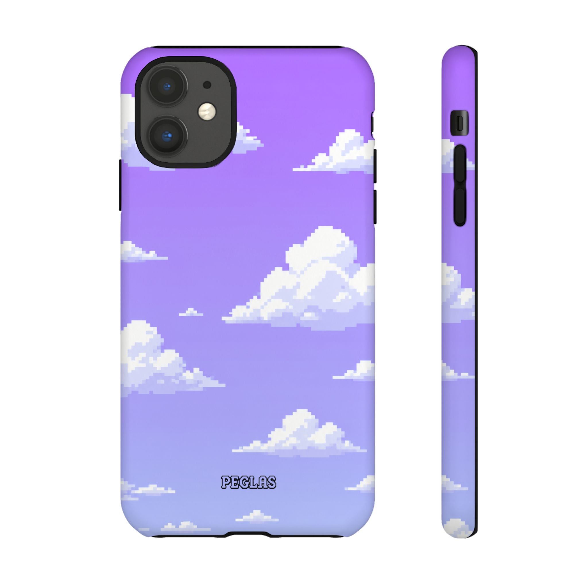 Purple Sky Cloud Phone Case — Pixel Cloud Pattern Tough Case