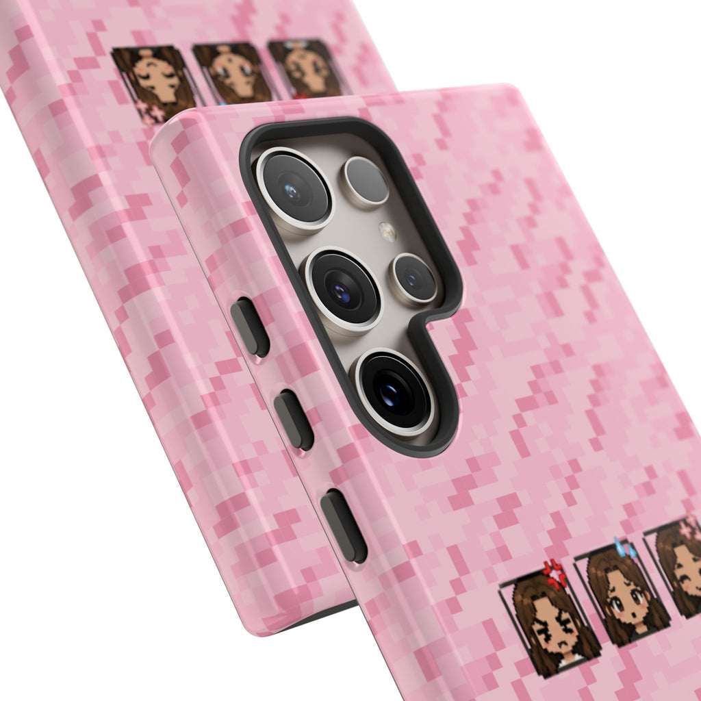 Pixel Girl Emojis Pink Tough Phone Case