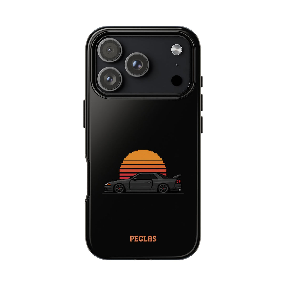 Vintage Black Sports Car Phone Case — Retro Sunset Design