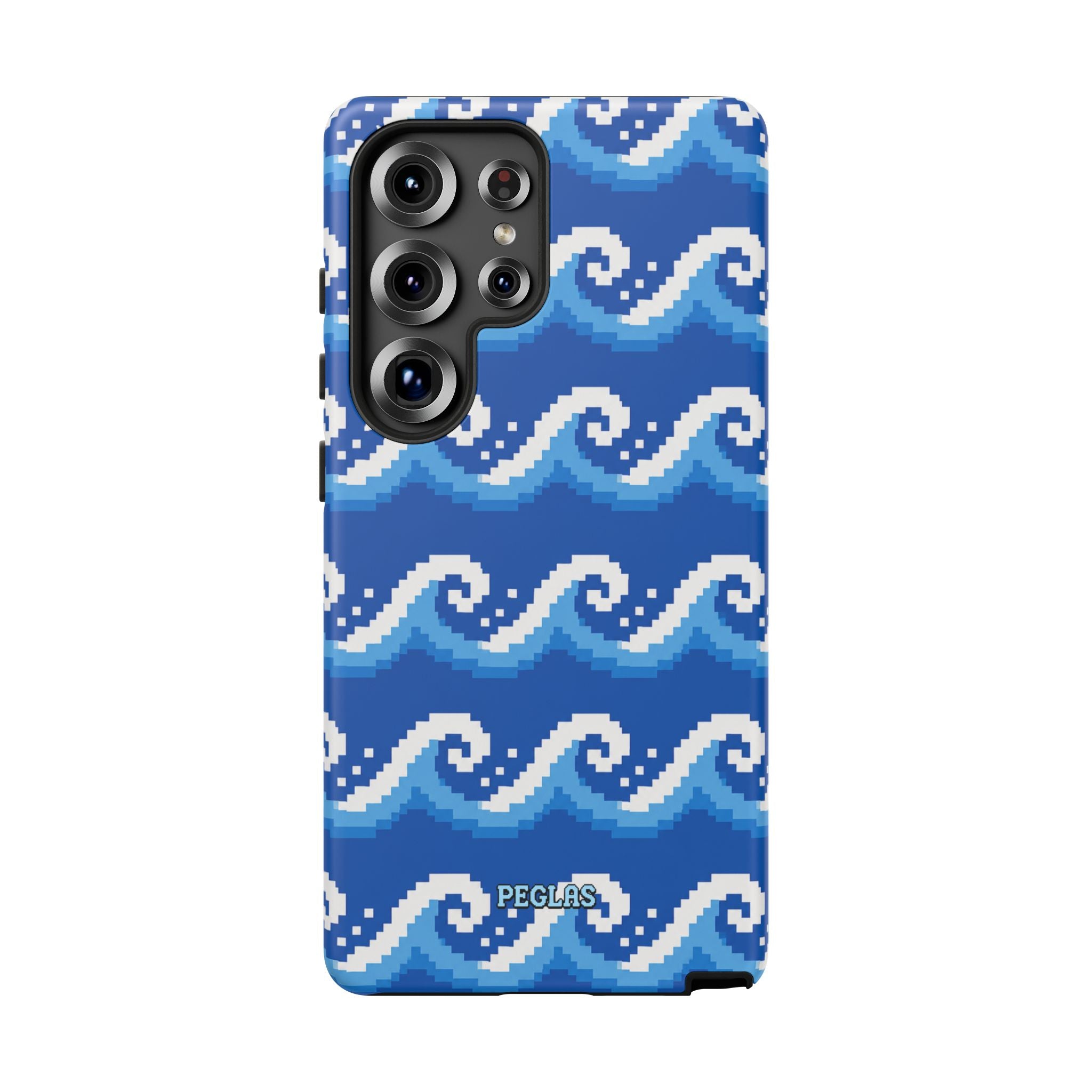 Pixel Wave Phone Case — Blue Ocean Retro Pixel Art iPhone Cover