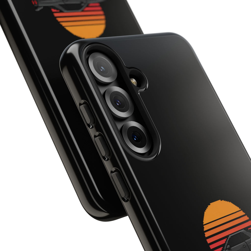 Vintage Black Sports Car Phone Case — Retro Sunset Design