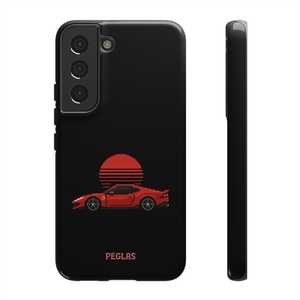 Vintage Red Sports Car Phone Case – Retro Sunset Design