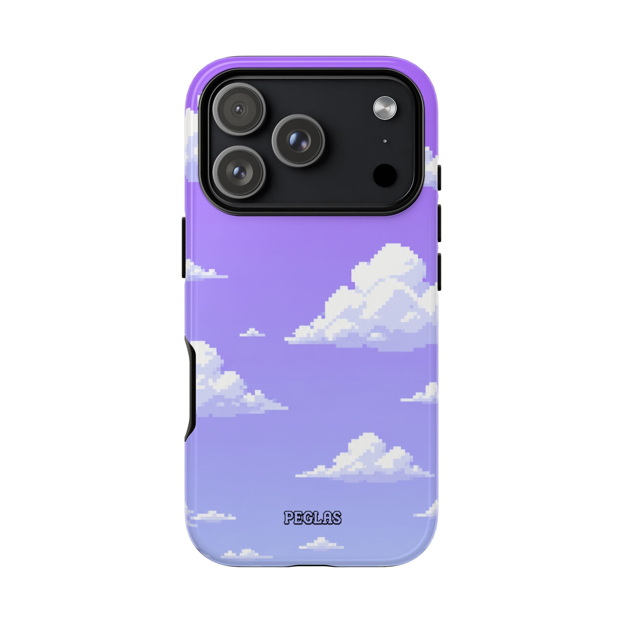 Purple Sky Cloud Phone Case — Pixel Cloud Pattern Tough Case