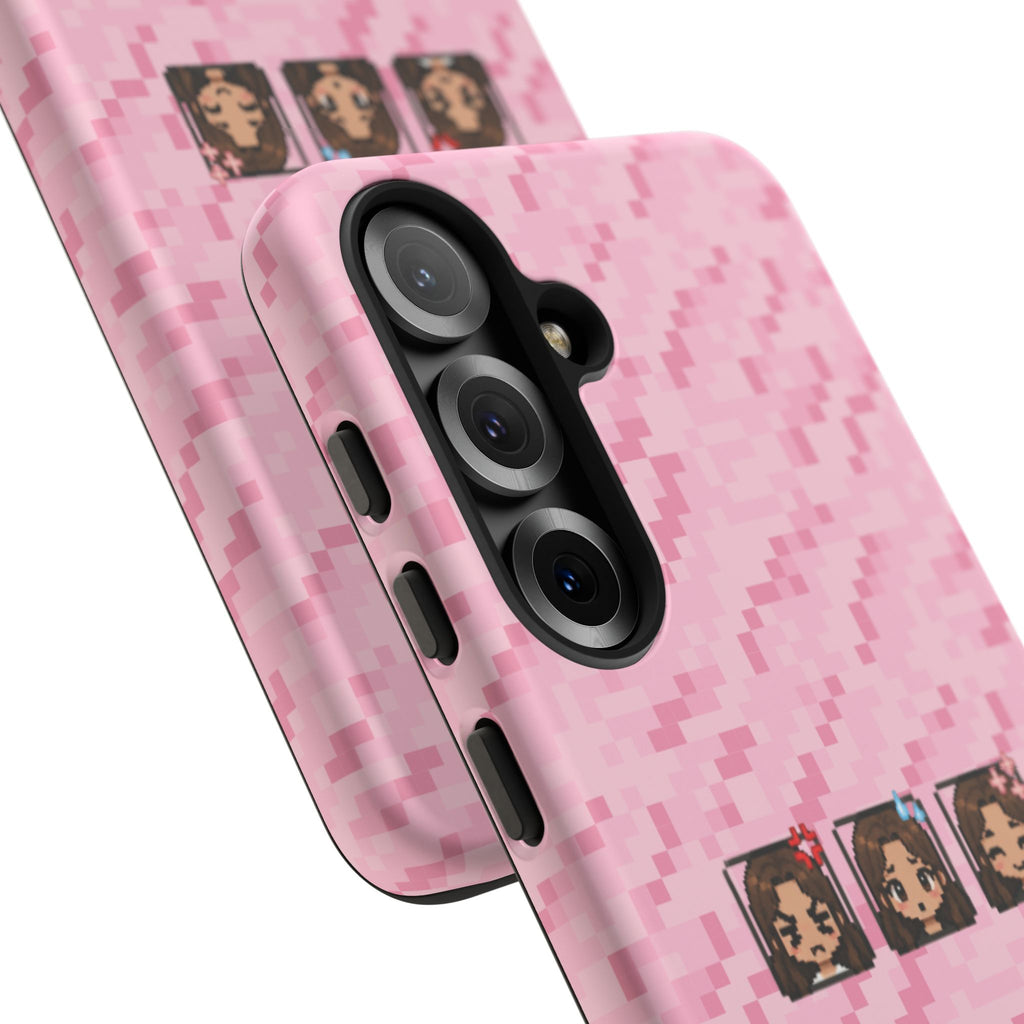 Pixel Girl Emojis Pink Tough Phone Case