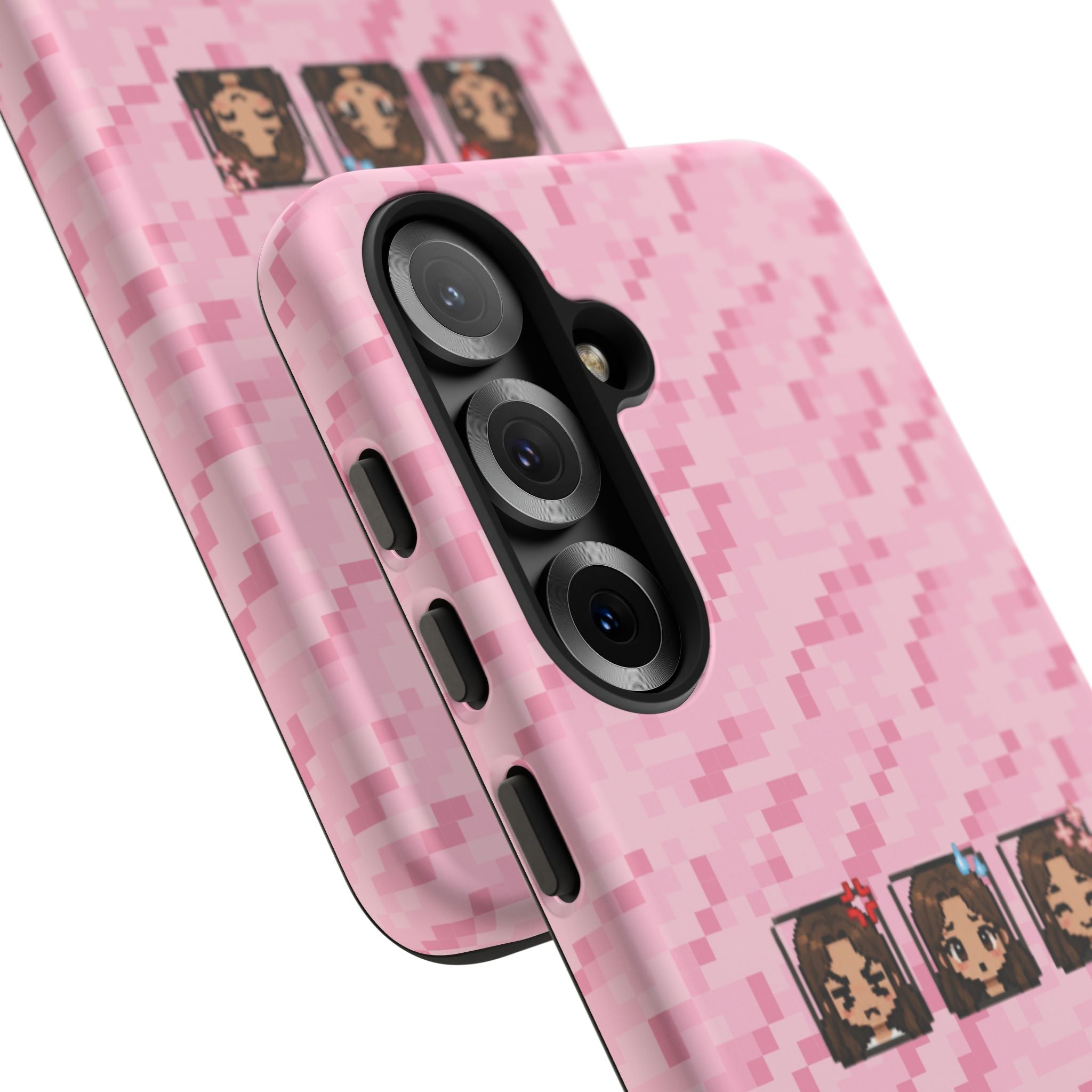 Pixel Girl Emojis Pink Tough Phone Case
