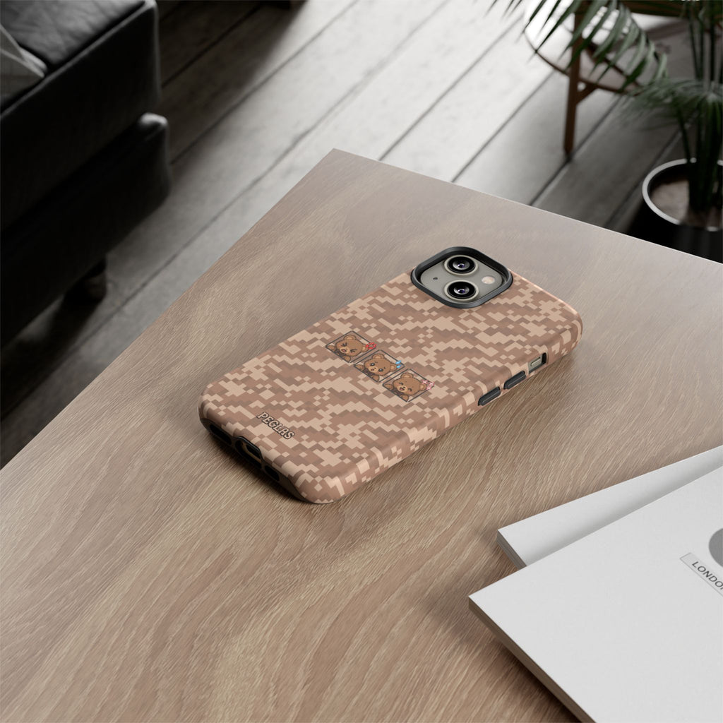 Pixel Teddy Emojis Brown Tough Phone Case