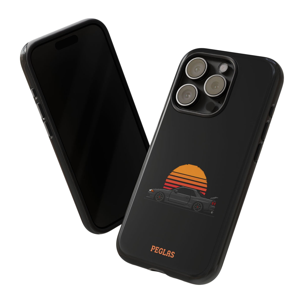 Vintage Black Sports Car Phone Case — Retro Sunset Design