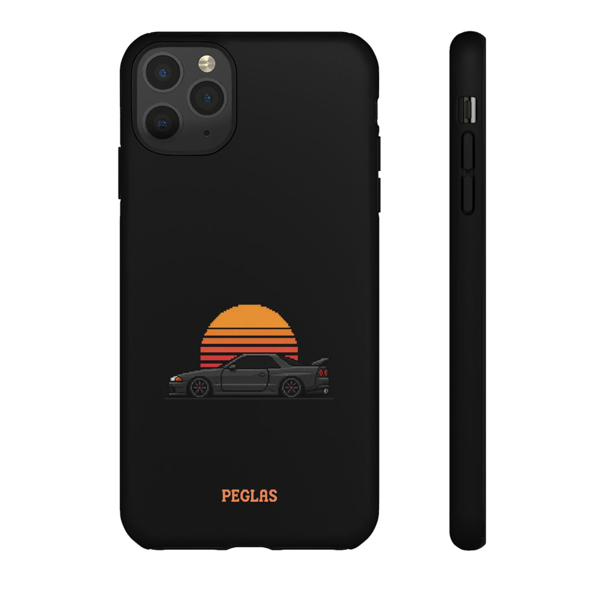 Vintage Black Sports Car Phone Case — Retro Sunset Design
