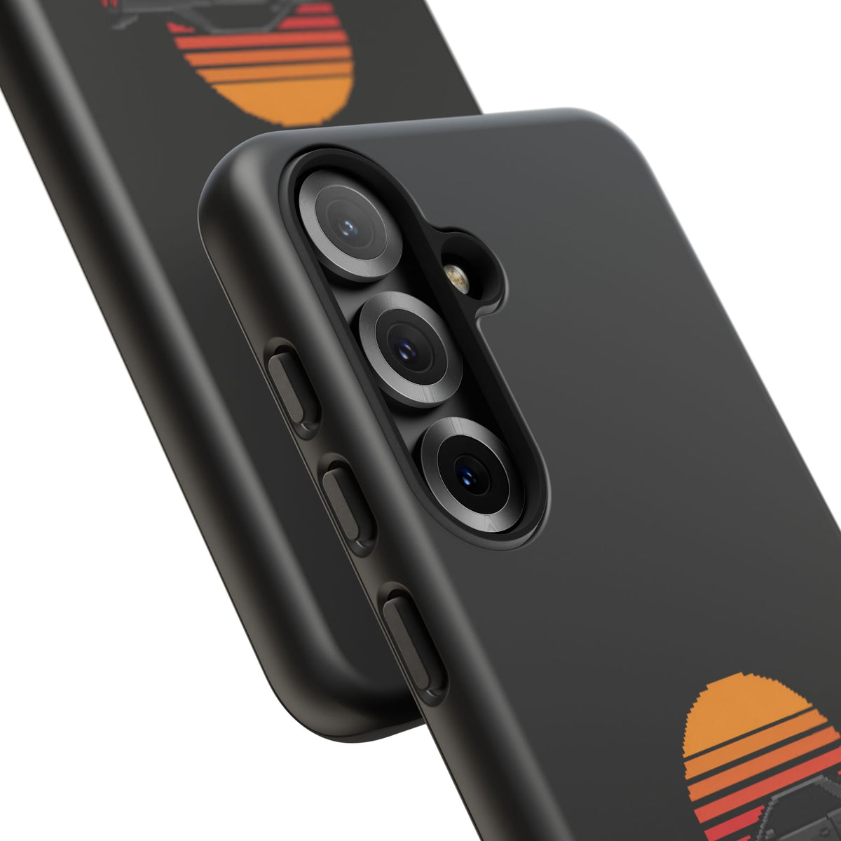 Vintage Black Sports Car Phone Case — Retro Sunset Design