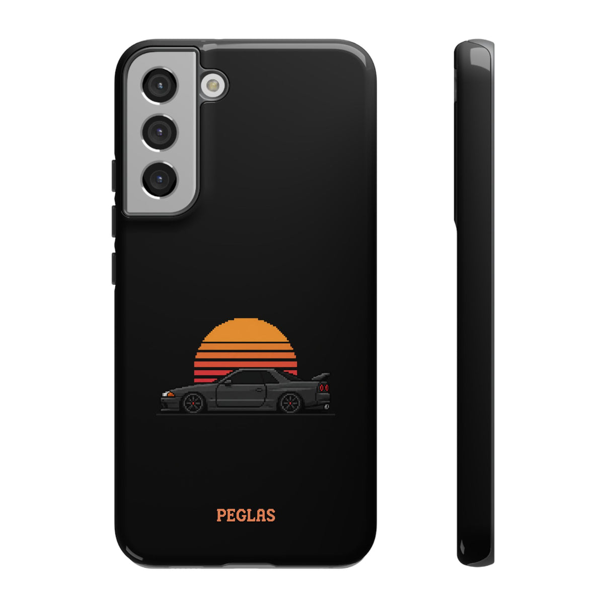 Vintage Black Sports Car Phone Case — Retro Sunset Design