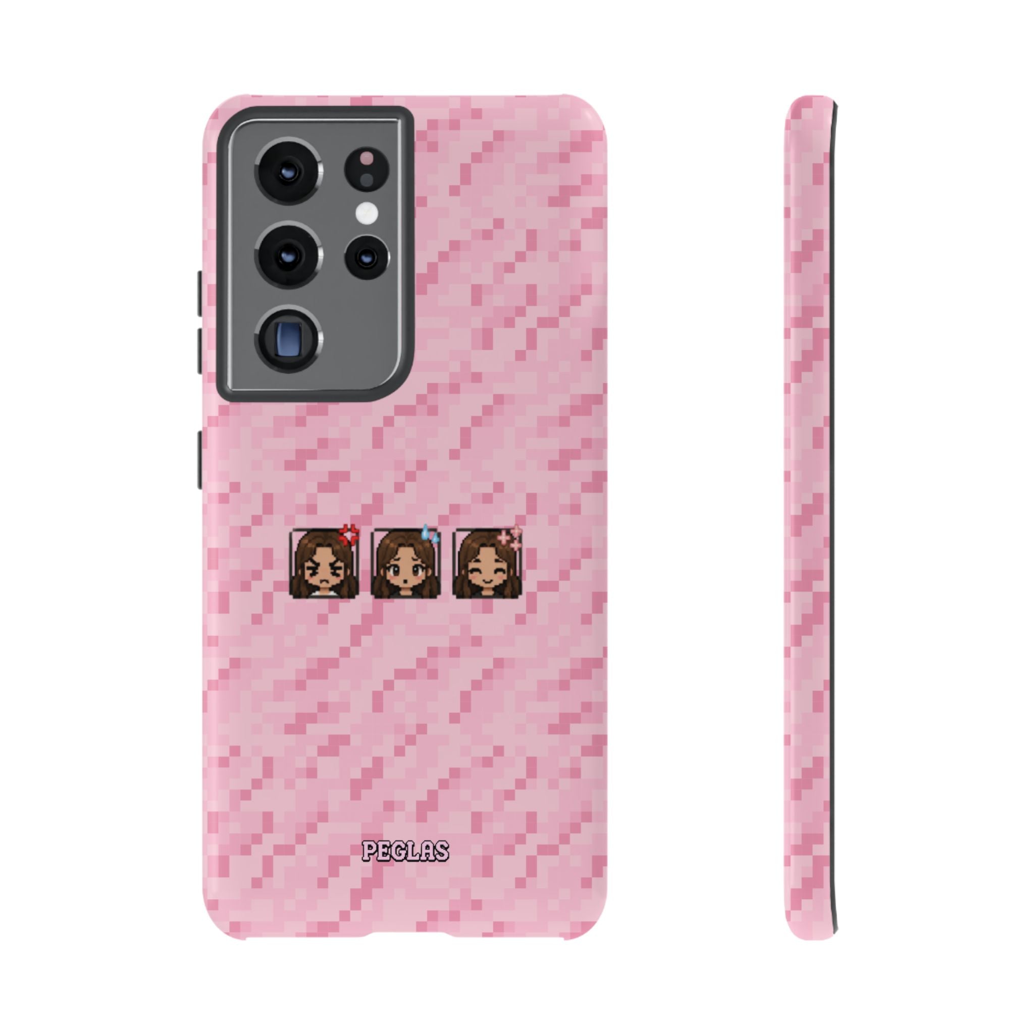 Pixel Girl Emojis Pink Tough Phone Case
