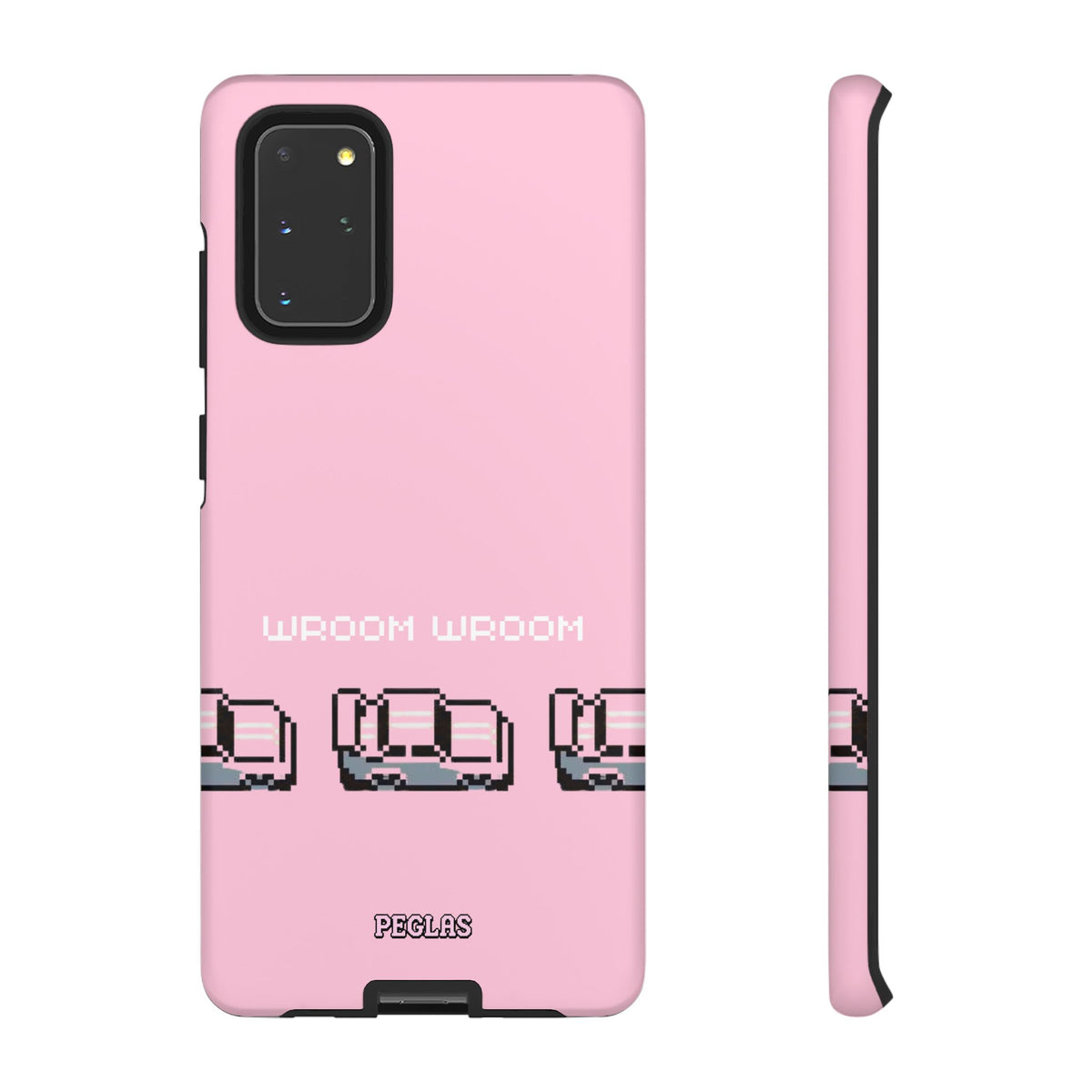 Pink Retro Pixel Cars Phone Case — "Wroom Wroom" Tough Protective Cover