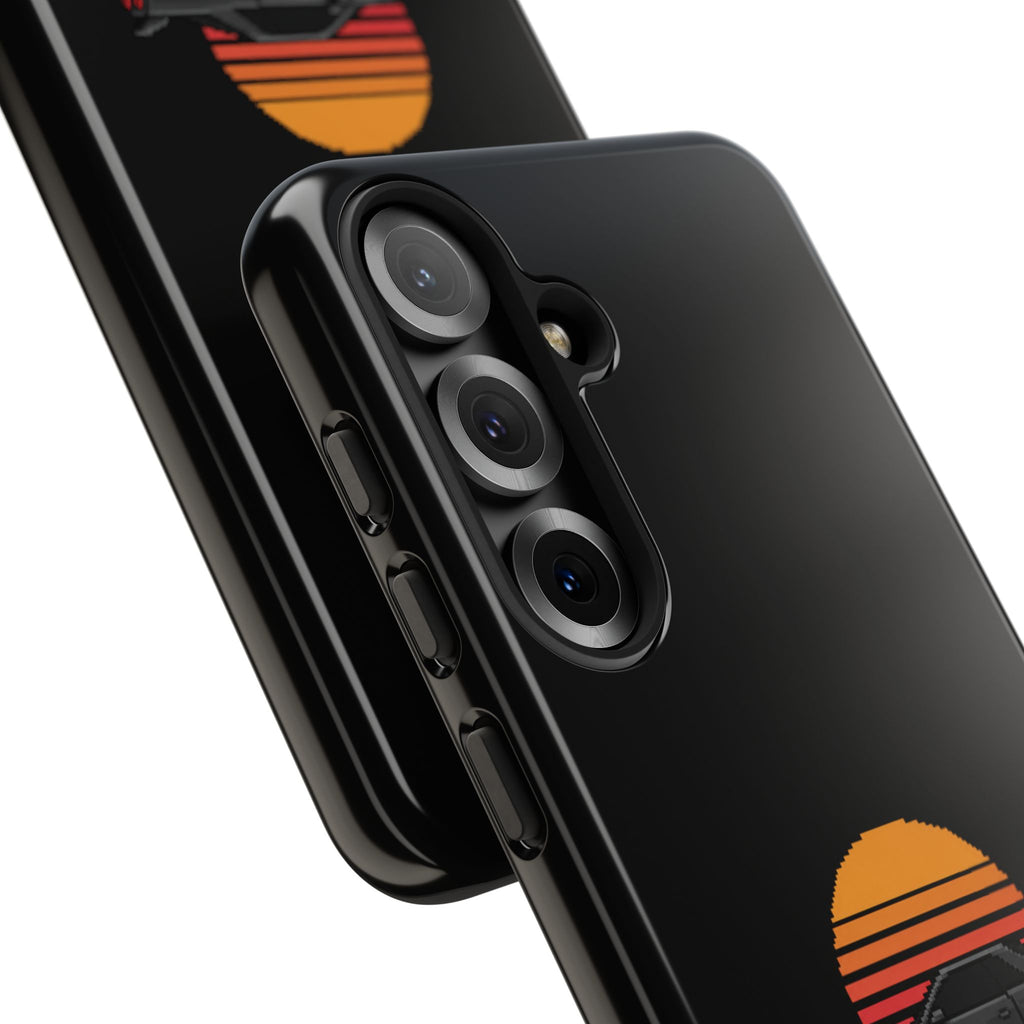 Vintage Black Sports Car Phone Case — Retro Sunset Design