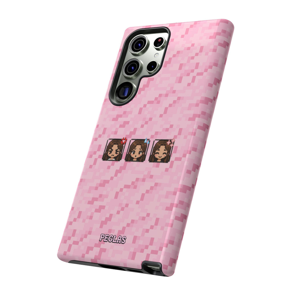 Pixel Girl Emojis Pink Tough Phone Case
