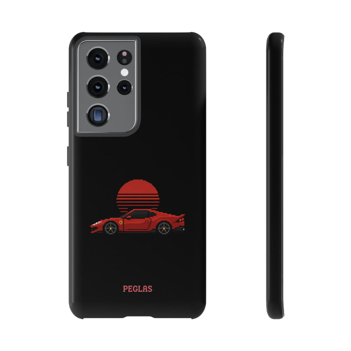Vintage Red Sports Car Phone Case – Retro Sunset Design