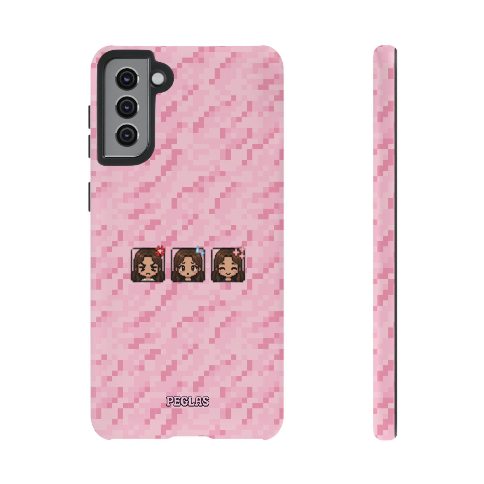 Pixel Girl Emojis Pink Tough Phone Case